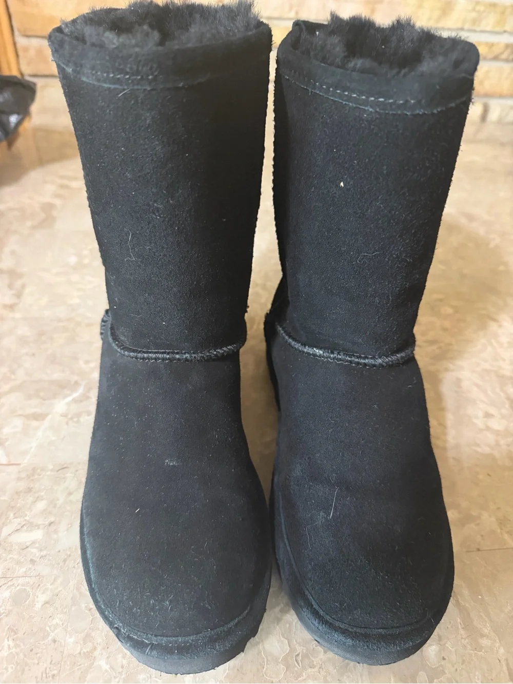 BearPaw Black Suede Fleece-Lined Mid-Calf Winter Boots